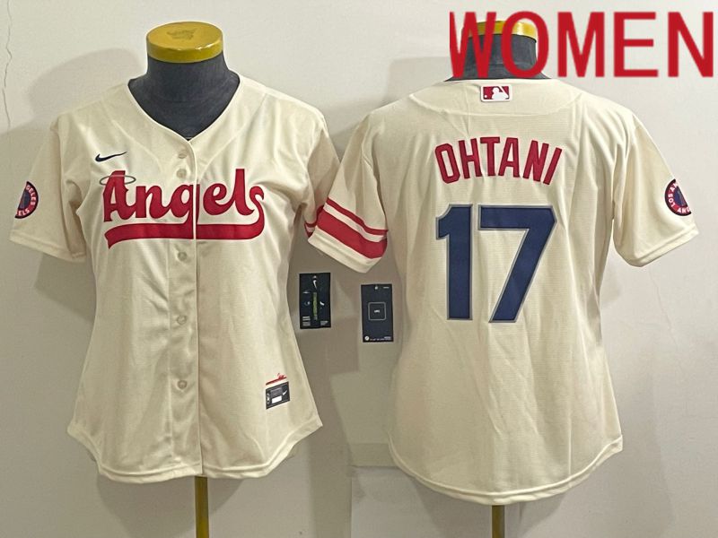 Women Los Angeles Angels #17 Ohtani Cream City Edition Game Nike 2022 MLB Jersey->women mlb jersey->Women Jersey